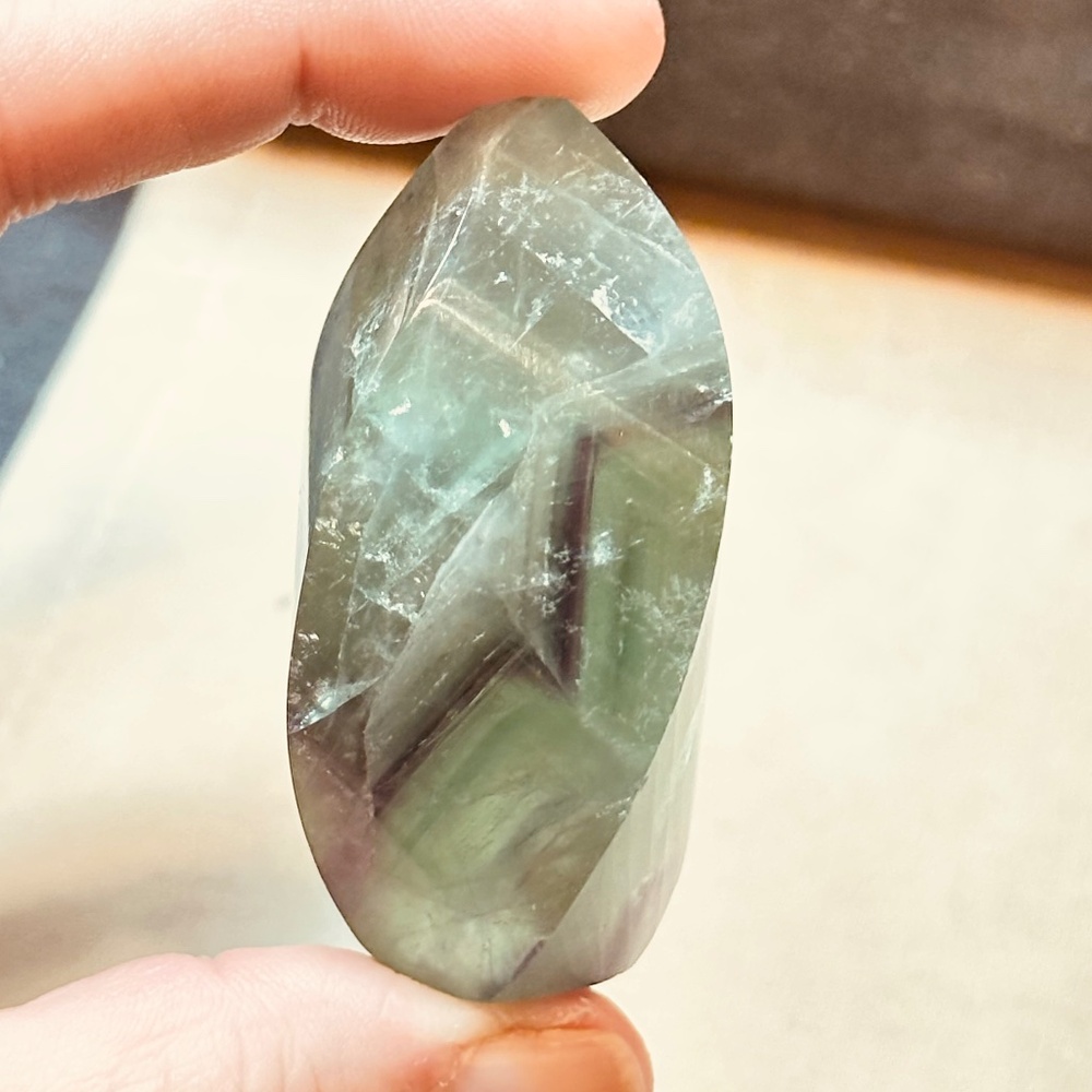 Rainbow Fluorite Faceted Freeform Crystal Spiritual Clarity Focus Green Purple - Picture 5 of 11